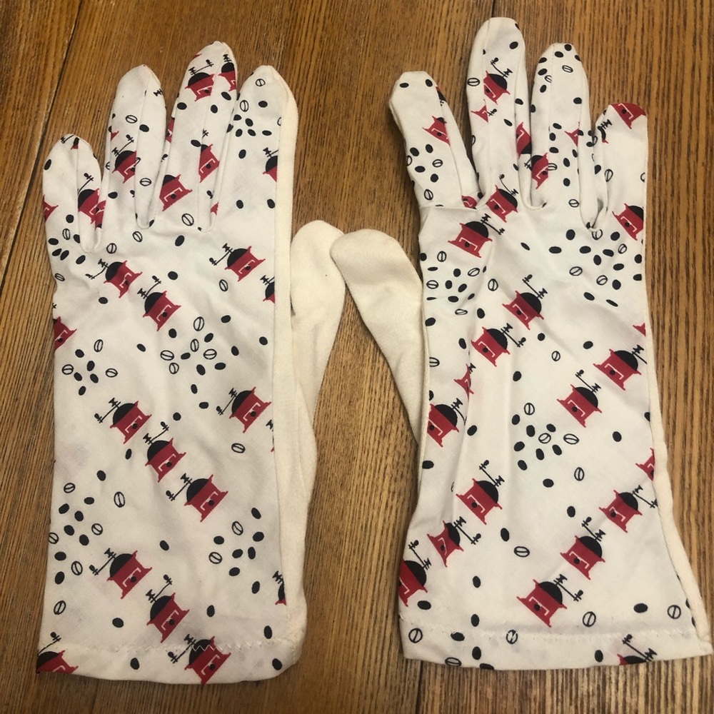 Vintage Womans Cotton Gloves Coffee Bean Grinder